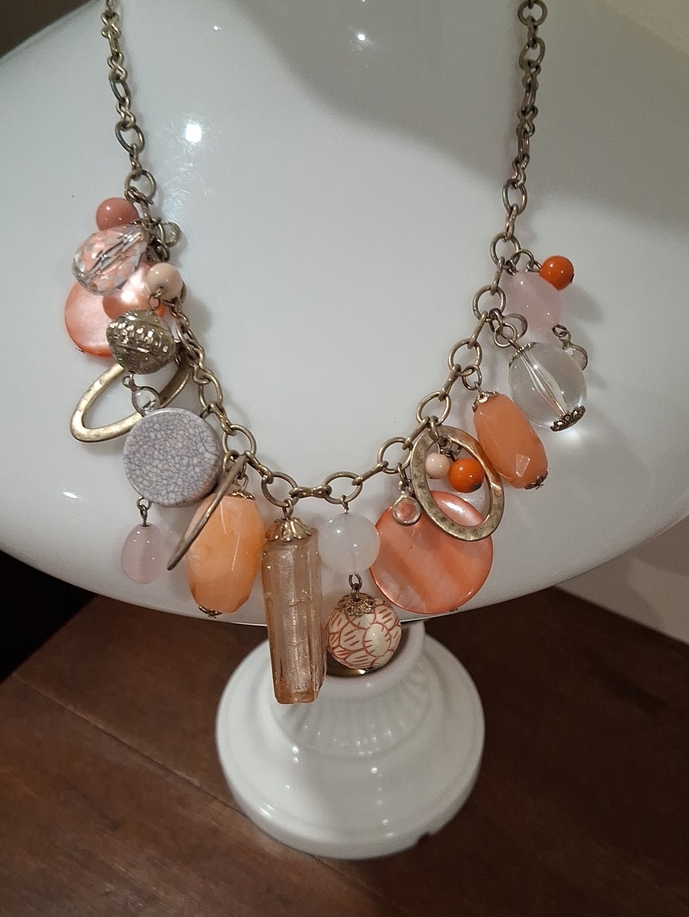 Premier Designs Peach and Coral Charm Necklace